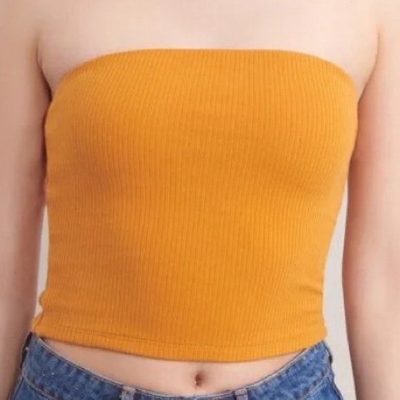 Garage Mustard Yellow Ribbed Tube Top | Size Small - Picture 1 of 5